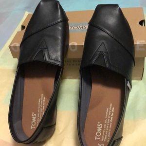 Classic Black Faux Leather Toms
